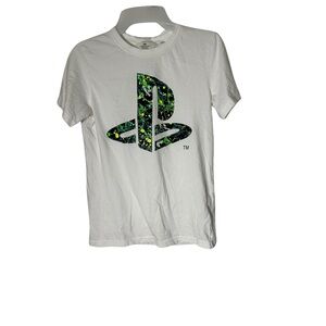 H&M Printed Kids T/Shirt Round Neck White PlayStation Size 12/14